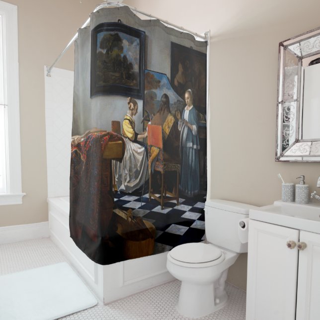 Johannes Vermeer - The Concert Shower Curtain (In Situ)