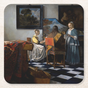 Johannes Vermeer - The Concert Square Paper Coaster