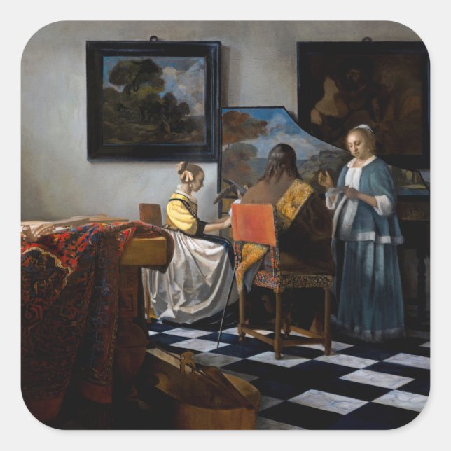 Johannes Vermeer - The Concert Square Sticker (Front)