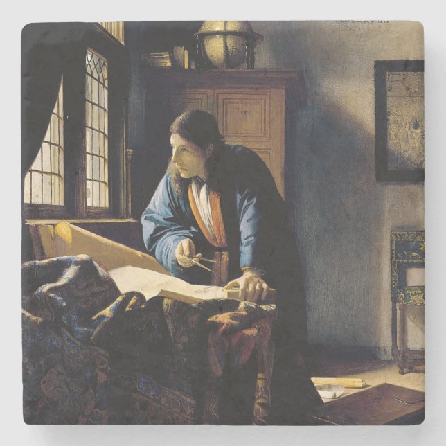 Johannes Vermeer - The Geographer Stone Coaster (Front)