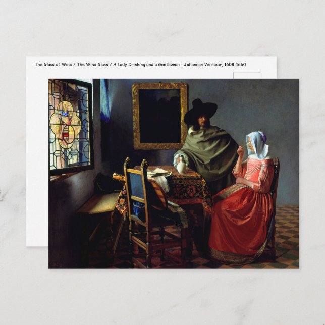 Johannes Vermeer - The Glass of Wine Postcard (Front/Back)