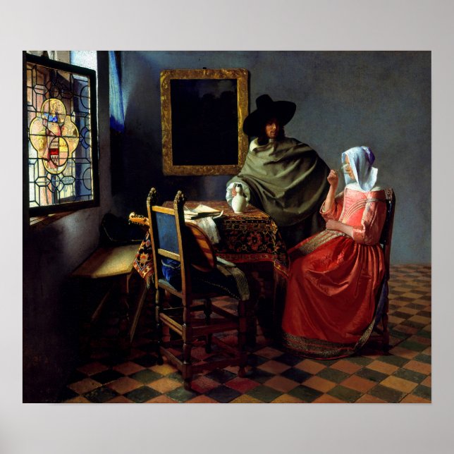 Johannes Vermeer - The Glass of Wine Poster (Front)