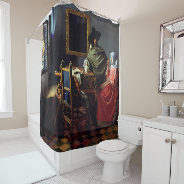 Johannes Vermeer - The Glass of Wine Shower Curtain (In Situ)