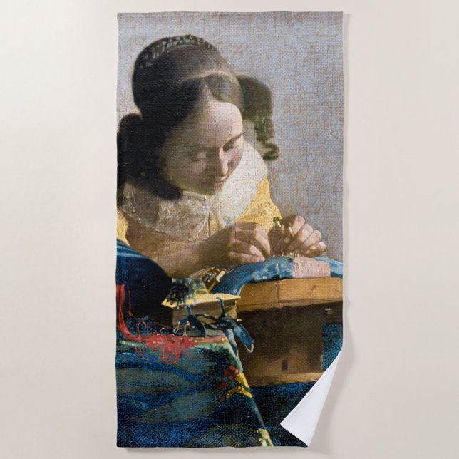 Johannes Vermeer - The Lacemaker Beach Towel (Front)