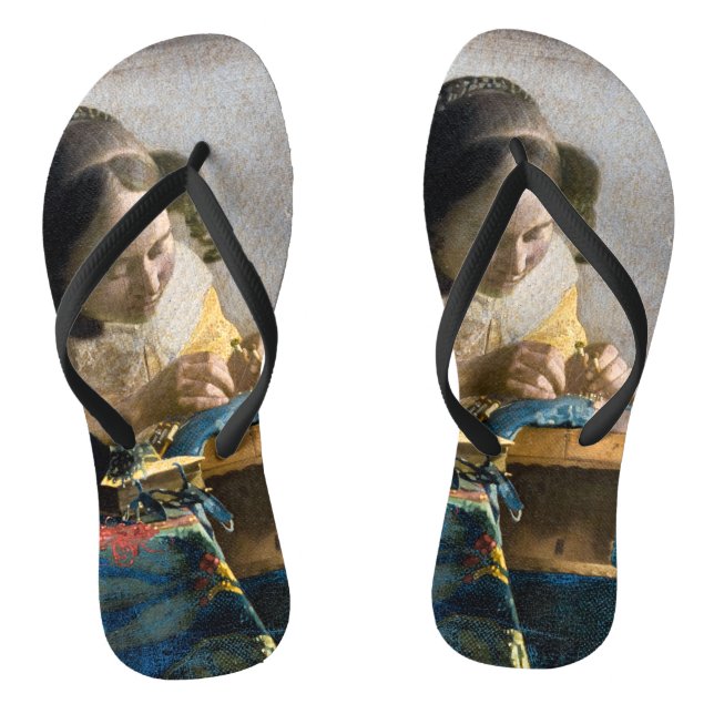 Johannes Vermeer - The Lacemaker Flip Flops (Footbed)