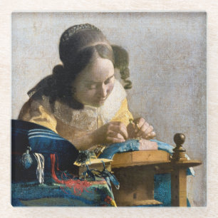 Johannes Vermeer - The Lacemaker Glass Coaster