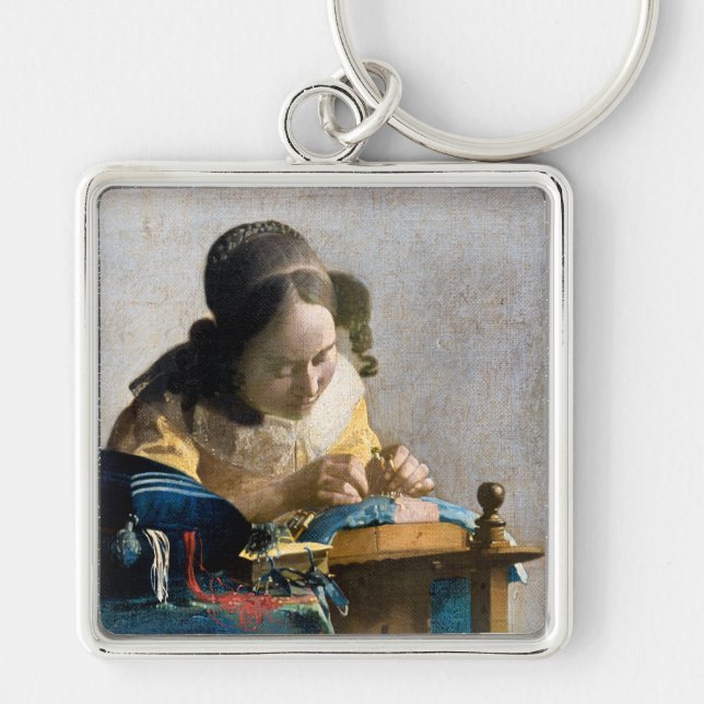 Johannes Vermeer - The Lacemaker Key Ring (Front)