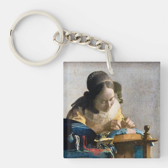 Johannes Vermeer - The Lacemaker Key Ring (Front)