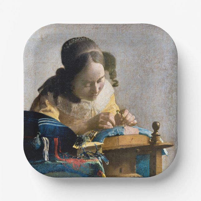 Johannes Vermeer - The Lacemaker Paper Plate (Front)
