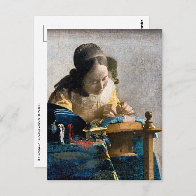 Johannes Vermeer - The Lacemaker Postcard (Front/Back)