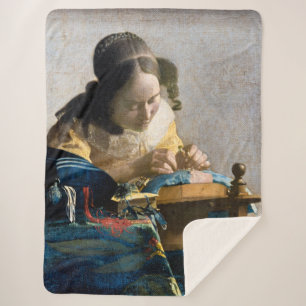 Johannes Vermeer - The Lacemaker Sherpa Blanket
