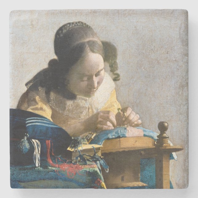 Johannes Vermeer - The Lacemaker Stone Coaster (Front)