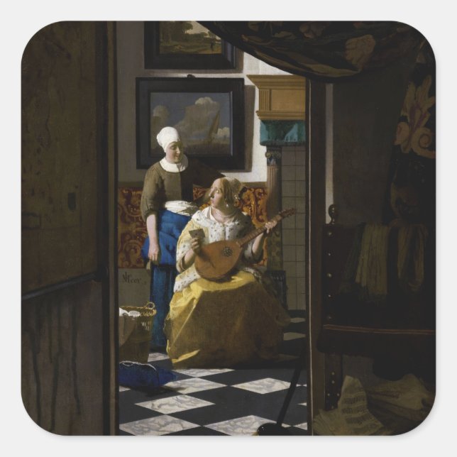 Johannes Vermeer - The Love Letter Square Sticker (Front)