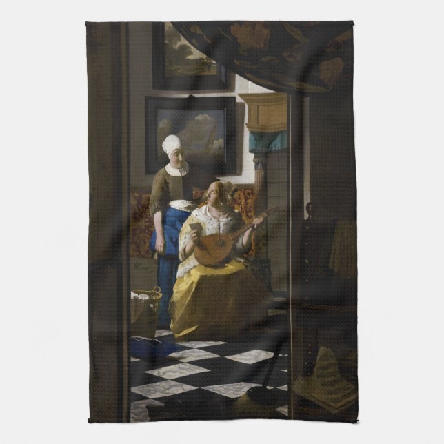 Johannes Vermeer - The Love Letter Tea Towel (Vertical)