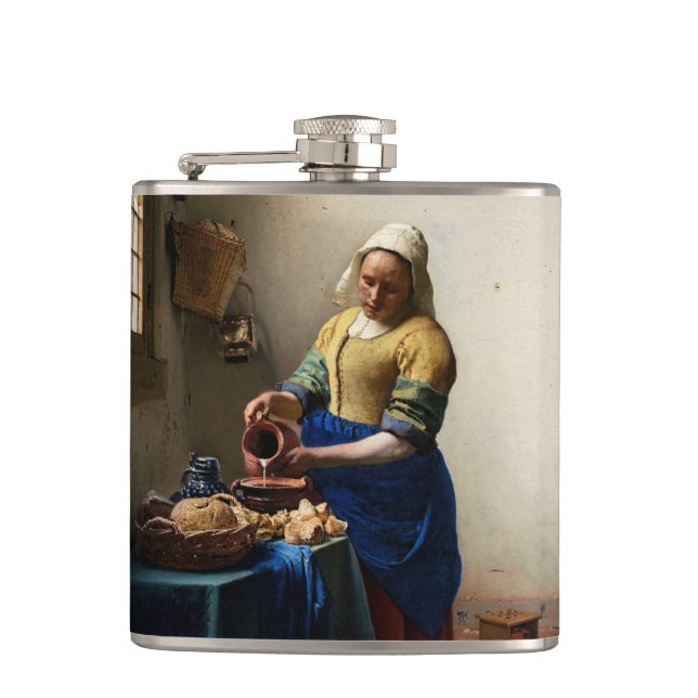 Johannes Vermeer - The Milkmaid Hip Flask (Front)