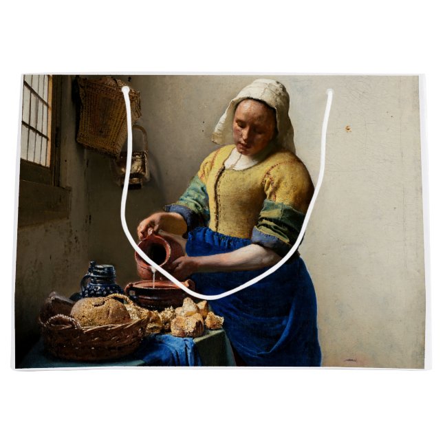 Johannes Vermeer - The Milkmaid Large Gift Bag (Front)