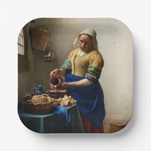 Johannes Vermeer - The Milkmaid Paper Plate (Front)