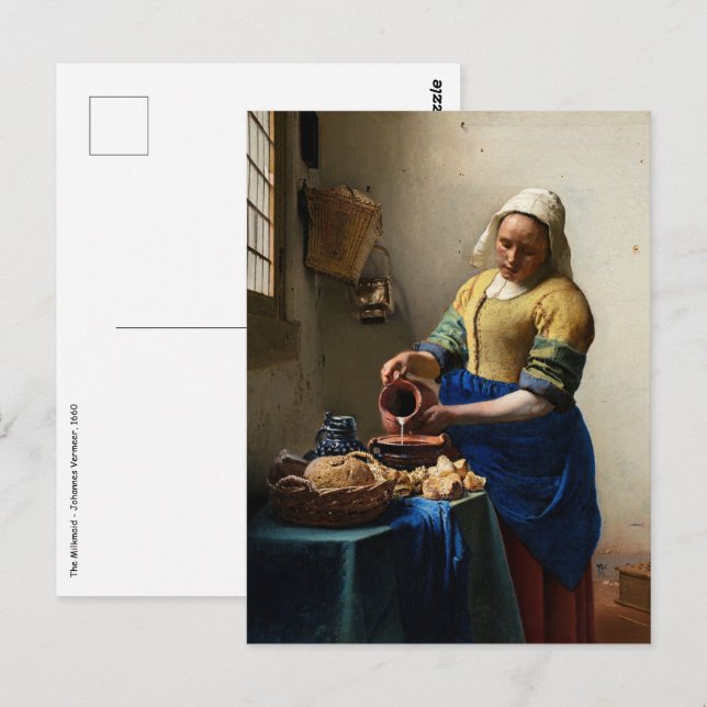 Johannes Vermeer - The Milkmaid Postcard (Front/Back)