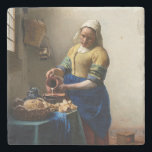 Johannes Vermeer - The Milkmaid Stone Coaster<br><div class="desc">The Milkmaid - Johannes Vermeer,  1660</div>