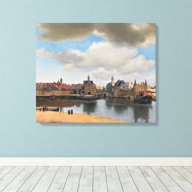 Johannes Vermeer, van Deft, View of Delft Canvas Print (Insitu(Wood Floor))