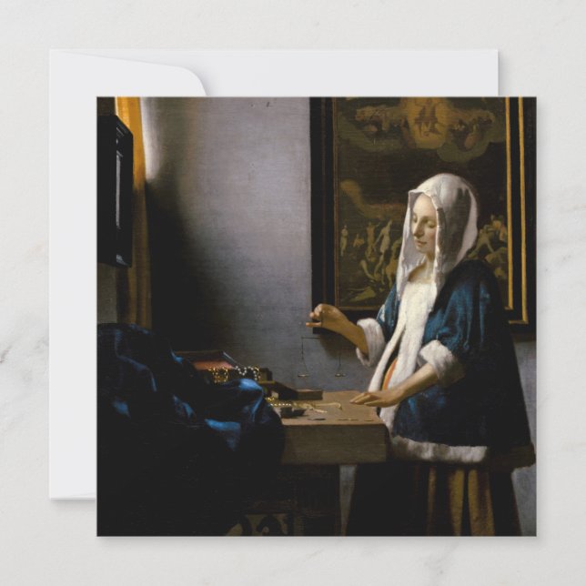 Johannes Vermeer - Woman Holding a Balance Invitation (Front)