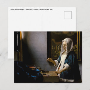 Johannes Vermeer - Woman Holding a Balance Postcard