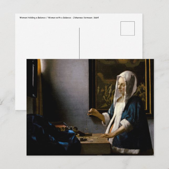 Johannes Vermeer - Woman Holding a Balance Postcard (Front/Back)