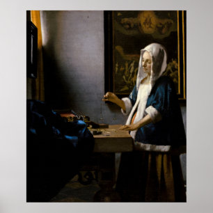 Johannes Vermeer - Woman Holding a Balance Poster