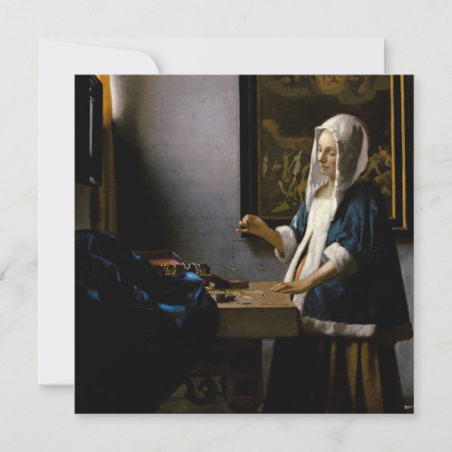 Johannes Vermeer - Woman Holding a Balance Thank You Card (Front)