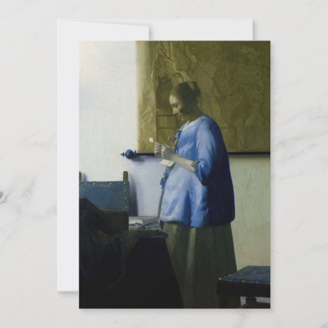 Johannes Vermeer - Woman in Blue Reading a Letter Invitation (Front)