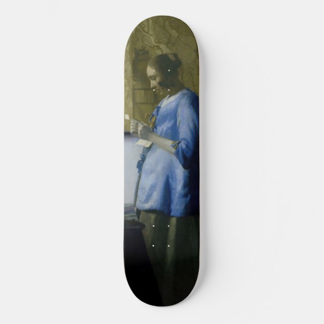 Johannes Vermeer - Woman in Blue Reading a Letter Skateboard (Front)