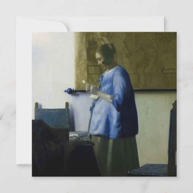 Johannes Vermeer - Woman in Blue Reading a Letter Thank You Card (Front)