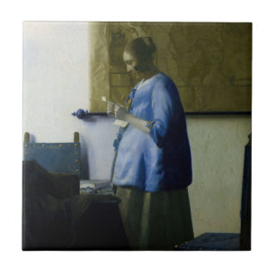 Johannes Vermeer - Woman in Blue Reading a Letter Tile