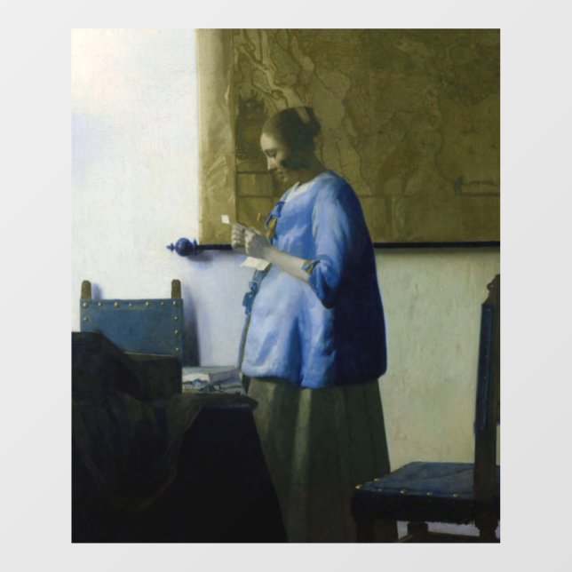 Johannes Vermeer - Woman in Blue Reading a Letter Window Cling (Sheet)