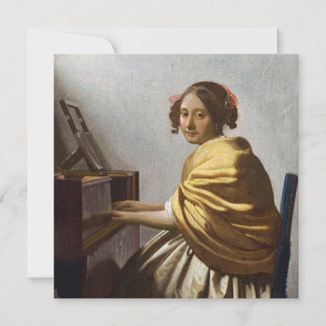 Johannes Vermeer - Young Woman Seated at Virginal Invitation (Front)