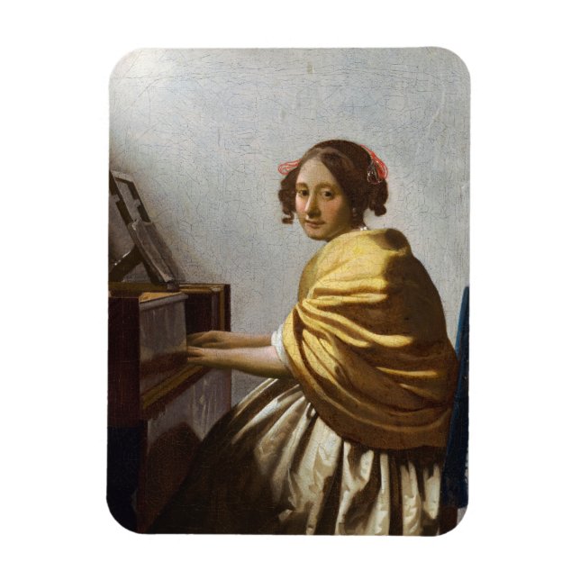 Johannes Vermeer - Young Woman Seated at Virginal Magnet (Vertical)