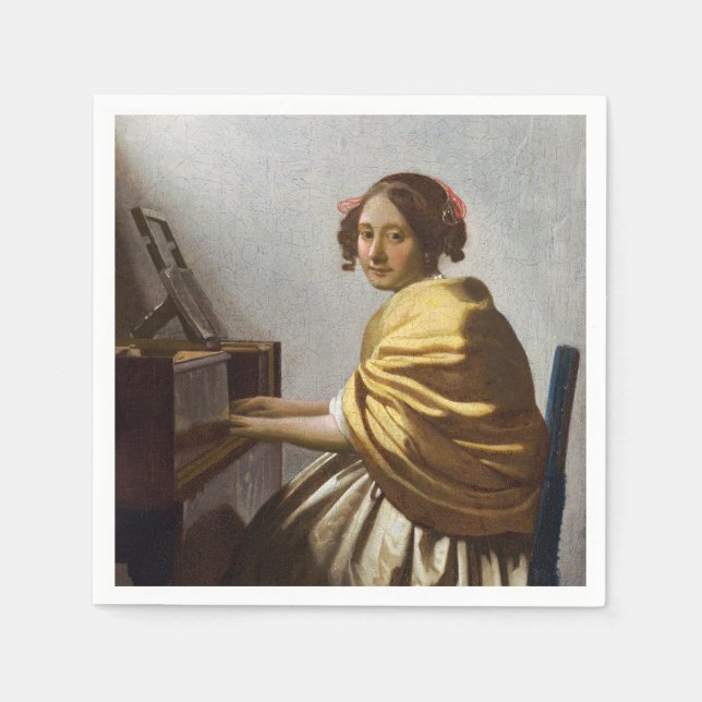 Johannes Vermeer - Young Woman Seated at Virginal Napkin (Front)