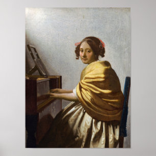 Johannes Vermeer - Young Woman Seated at Virginal Poster