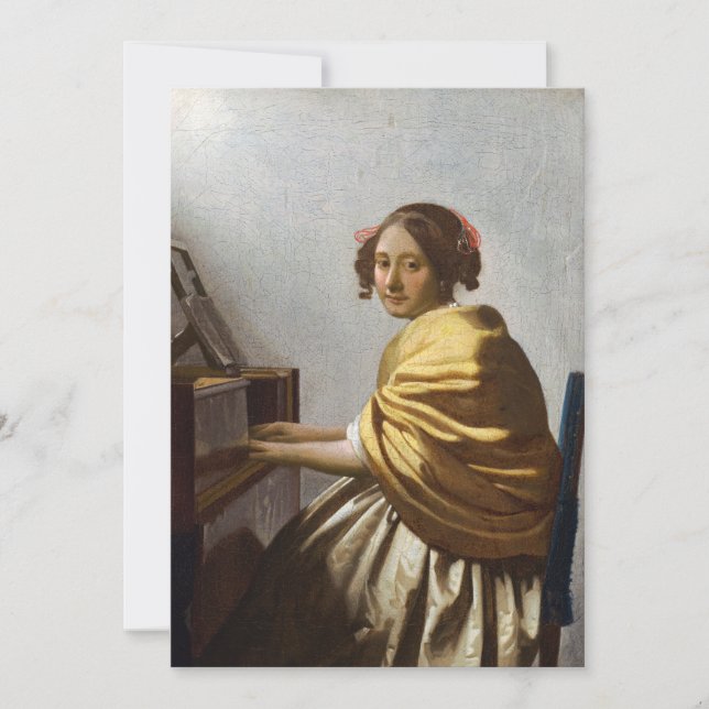 Johannes Vermeer - Young Woman Seated at Virginal Thank You Card (Front)
