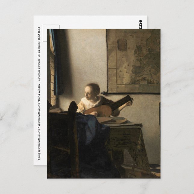 Johannes Vermeer - Young Woman with a Lute Postcard (Front/Back)