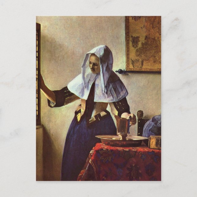 Johannes Vermeer - Young woman with a water jug at Postcard (Front)