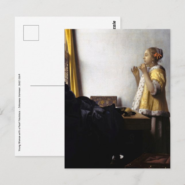 Johannes Vermeer - Young Woman with Pearl Necklace Postcard (Front/Back)
