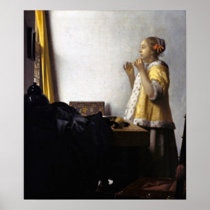 Johannes Vermeer - Young Woman with Pearl Necklace Poster