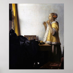 Johannes Vermeer - Young Woman with Pearl Necklace Poster