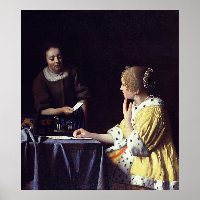 Johannes Vermeer's Mistress and Maid (1666) Poster (Front)