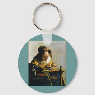 Johannes Vermeer's The Lacemaker (circa 1670) Key Ring