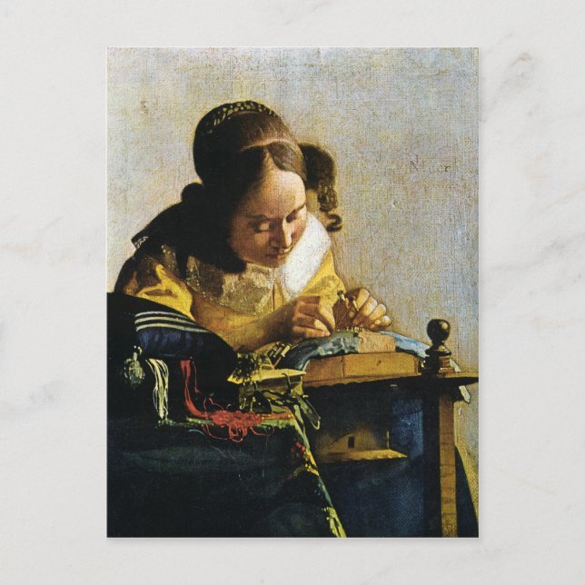 Johannes Vermeer's The Lacemaker (circa 1670) Postcard (Front)