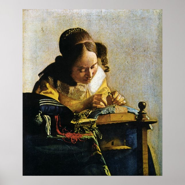 Johannes Vermeer's The Lacemaker (circa 1670) Poster (Front)
