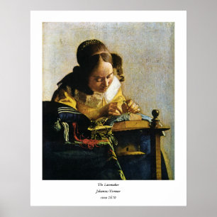 Johannes Vermeer's The Lacemaker (circa 1670) Poster