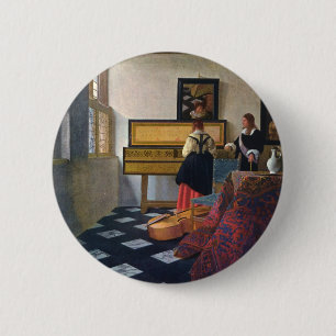 Johannes Vermeer's The Music Lesson (circa1663) 6 Cm Round Badge